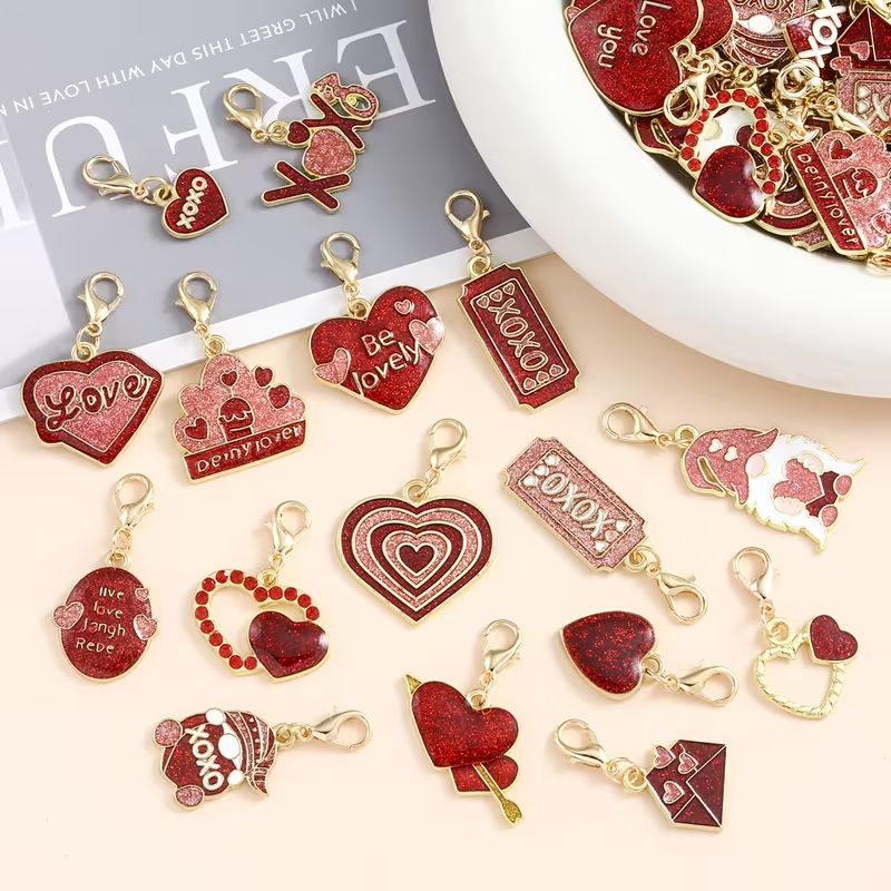 Dijes de Esmalte San Valentín | Aleación de Zinc | Colgantes para Llaveros, Collares y Regalos