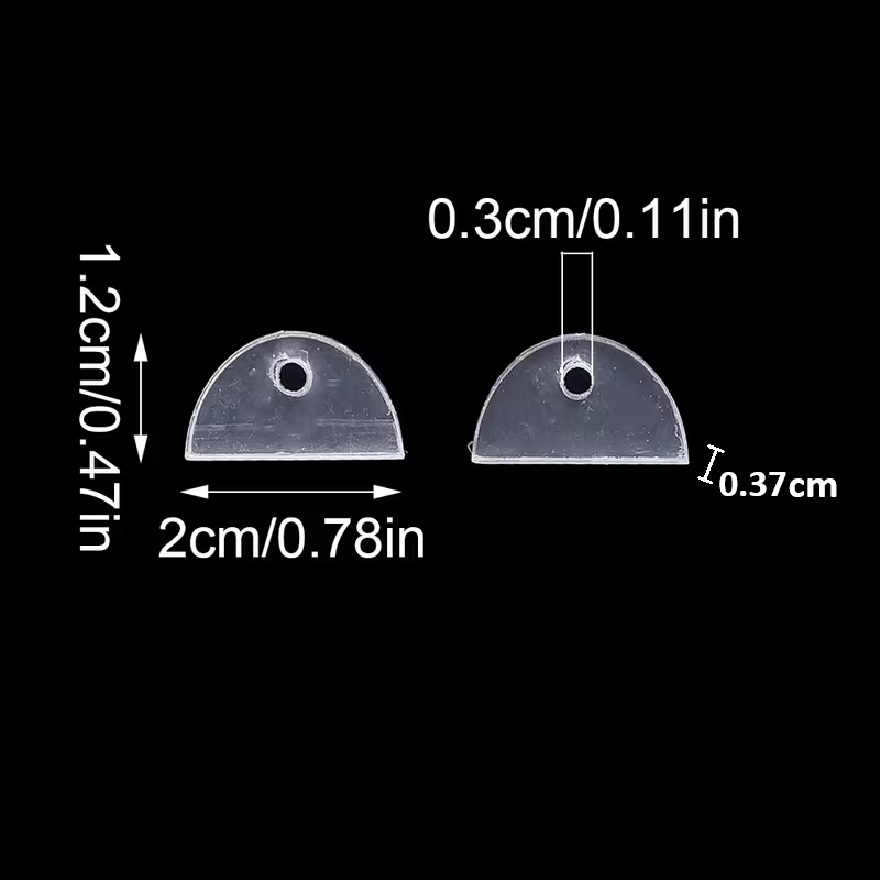 Extensión Base Acrílica Media Luna 2cm | Separador con Superficie Plana para Apliques | DIY
