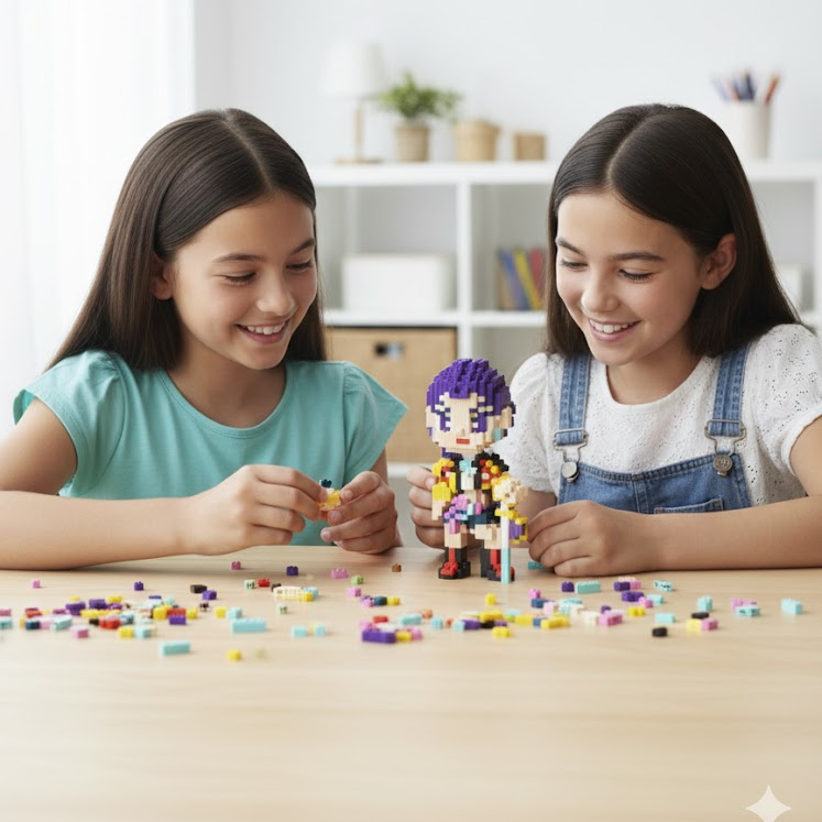 Set x4 para Armar Guerreras K-pop Demon Hunters | 1677 Piezas, 4 Personajes, con Guía y Caja de Regalo