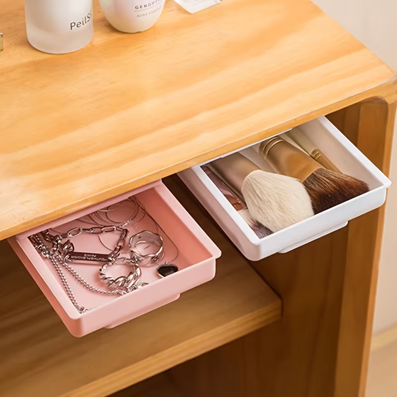 Organizador Bajo Escritorio 3 Cajones | Extraíble, con Adhesivo y Opción a Tornillos