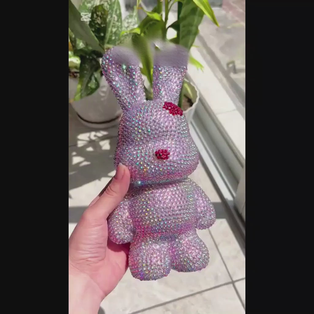 Kit DIY Alcancía Conejo con Piedras Diamantes Brillantes | Todo Incluido | Manualidad 3D 22.8 cm