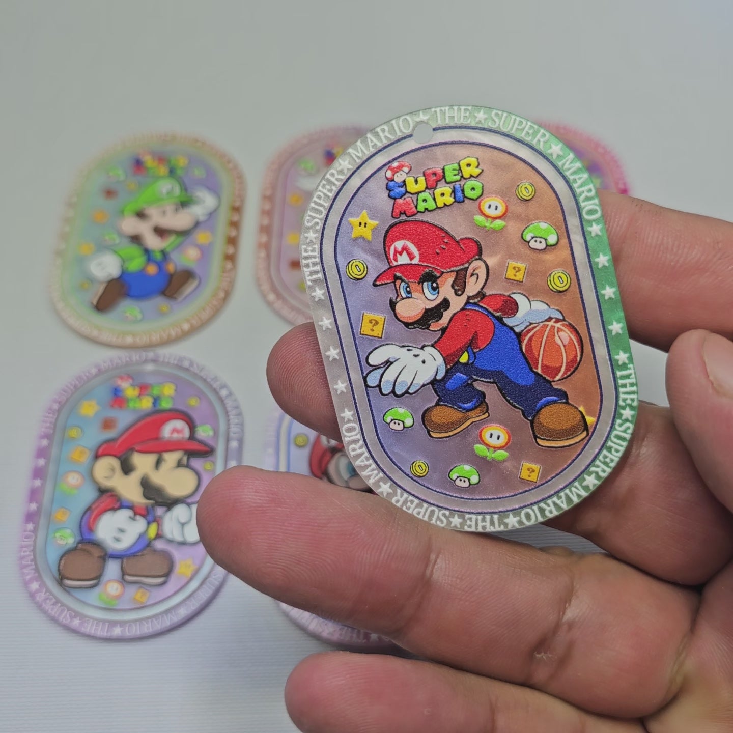 Tag Acrílico Mario Bros | Relieve Doble Cara 6x4.2 cm | Para Llaveros y Morrales
