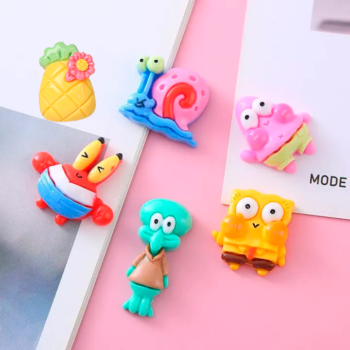 Aplique de Resina Bob Esponja | Personajes Brillantes, 3 cm para Manualidades y Dijes