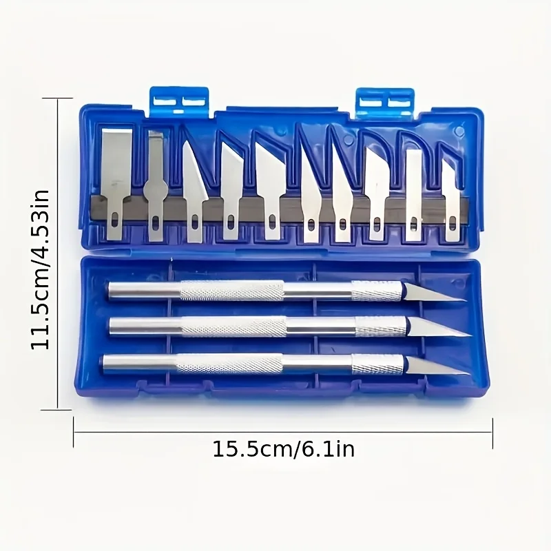Set Profesional de 13 Cuchillas Talladoras | Con 3 Mangos y Estuche Magnético, Cuchillas Afilables