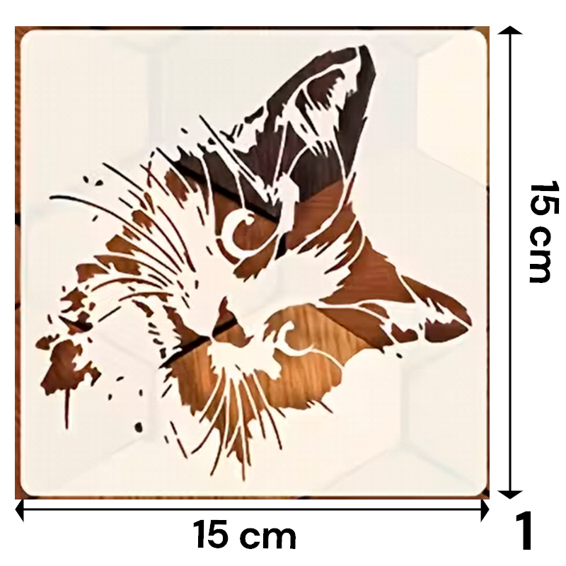 Stencil de Gatitos Realistas 15x15 cm | Detalles de Pelaje y Bigotes | 4 Diseños
