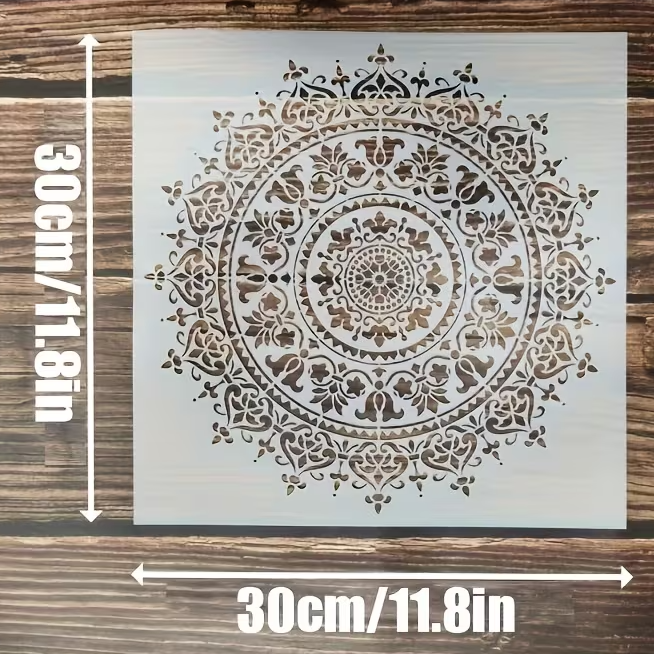 Stencil Mandala Grande 30x30 cm | Plantilla Reutilizable para Pintura y Decoración